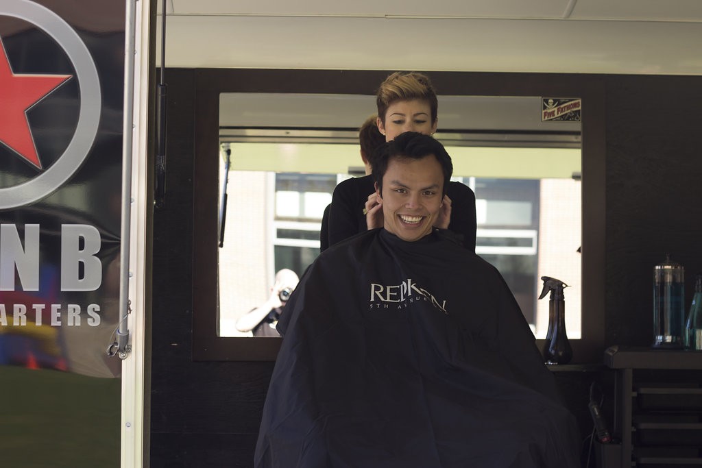 Kelowna Hair Salon - Plan B supports cuts for a cure - getting ready to shave