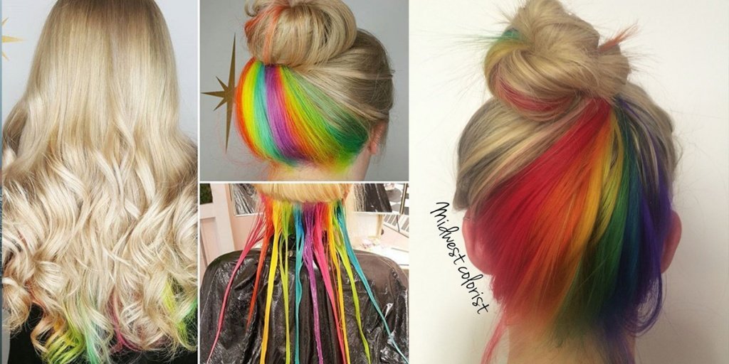 Kelowna Hair Salon | Plan B | Hidden rainbow haircolour